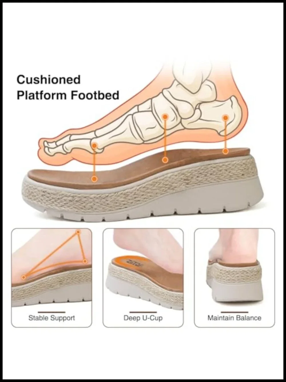Womens Wedge Platform Sandals with Orthopedic Arch Support Adjustable Ankle